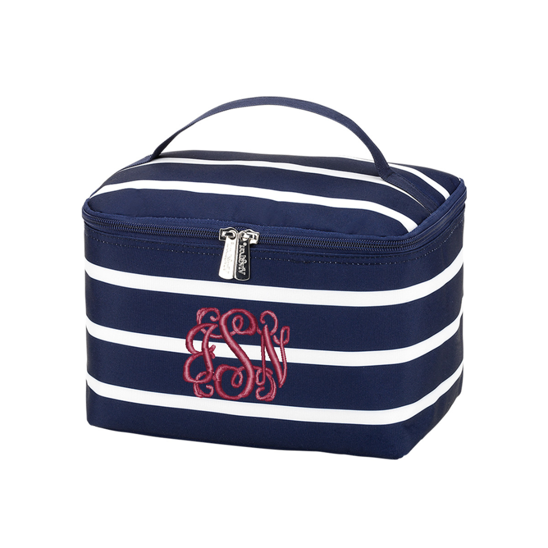 Personalized Navy Stripe Cosmetic Bag