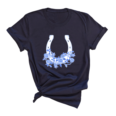 Blue Floral Horseshoe T-Shirt