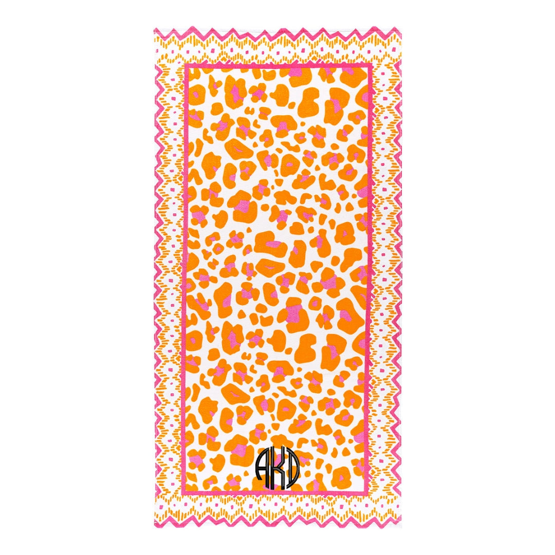 Personalized Wild Orange Beach Towel