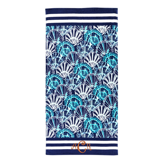 Personalized Aqua Shell Beach Towel