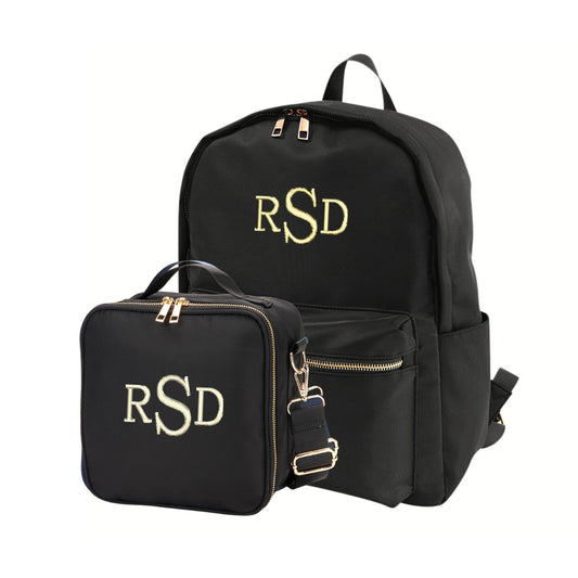 Personalized Matching Black Backpack & Lunch Bag for Kids