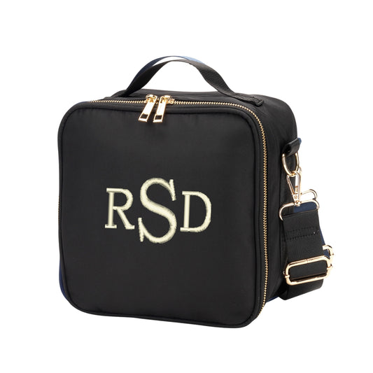 Personalized Black Lunch Box with Shoulder Strap