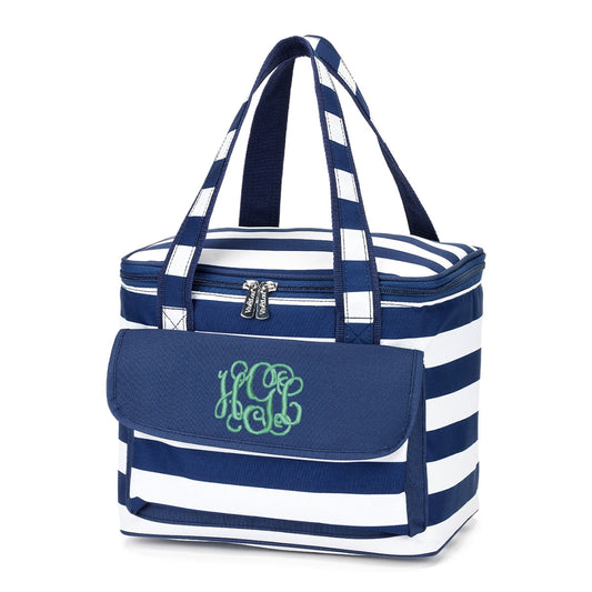 Personalized Navy Stripe Cooler Bag