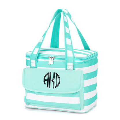 Personalized Mint Stripe Cooler Bag