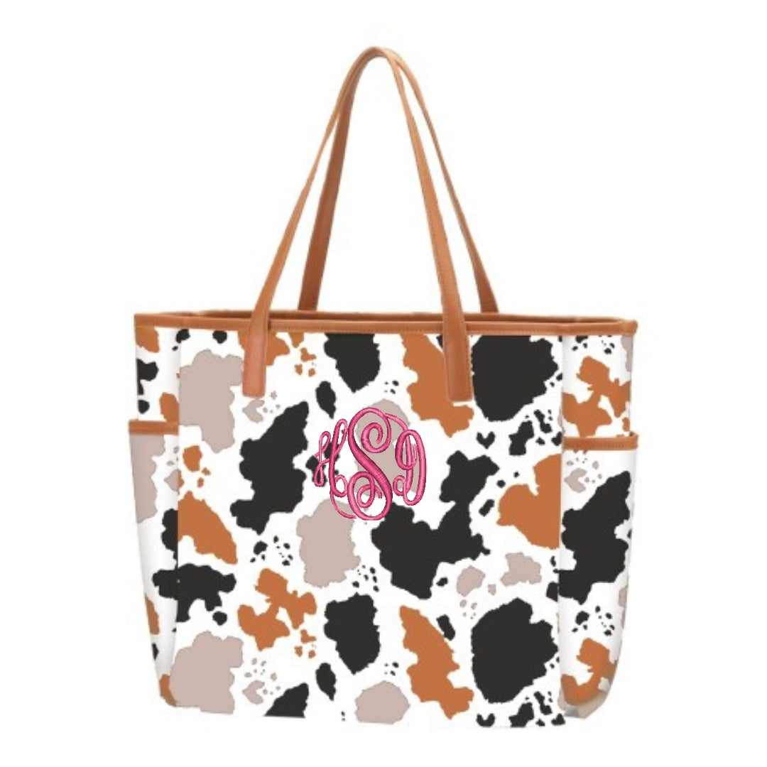 Personalized Cow Print Purse Tote Bag