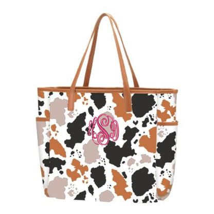 Personalized Cow Print Purse Tote Bag