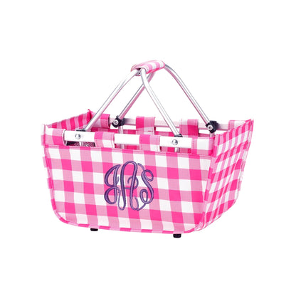 Personalized Hot Pink Check Mini Market Tote