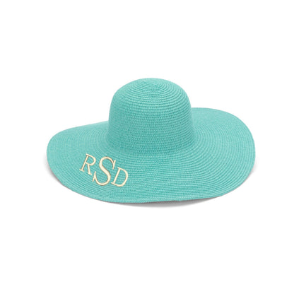 Personalized Light Mint Adult Floppy Beach Hat