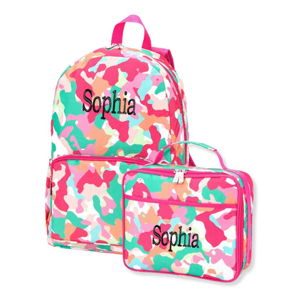 Personalized Kids Matching Fruit Punch Pink Backpack and Lunchbox