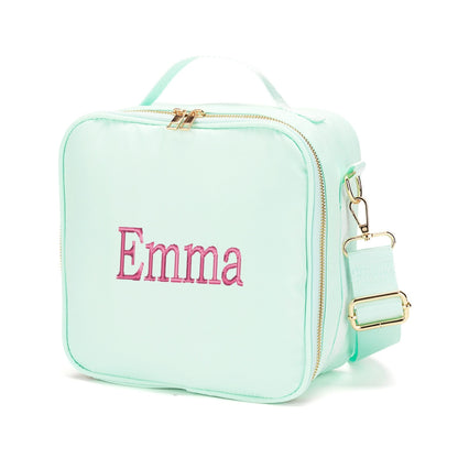 Personalized Mint Avery Lunch Box with Shoulder Strap