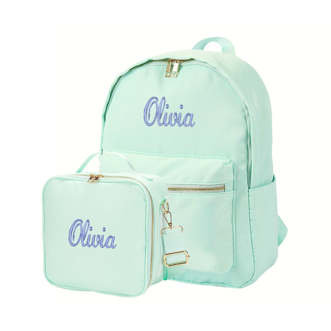 Personalized Matching Mint Backpack & Lunch Bag for Kids