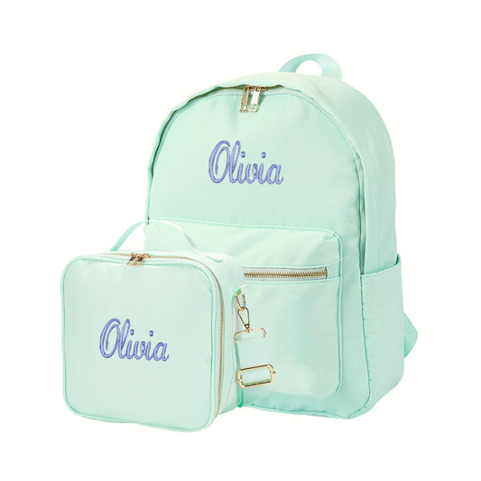 Personalized Matching Mint Backpack & Lunch Bag for Kids