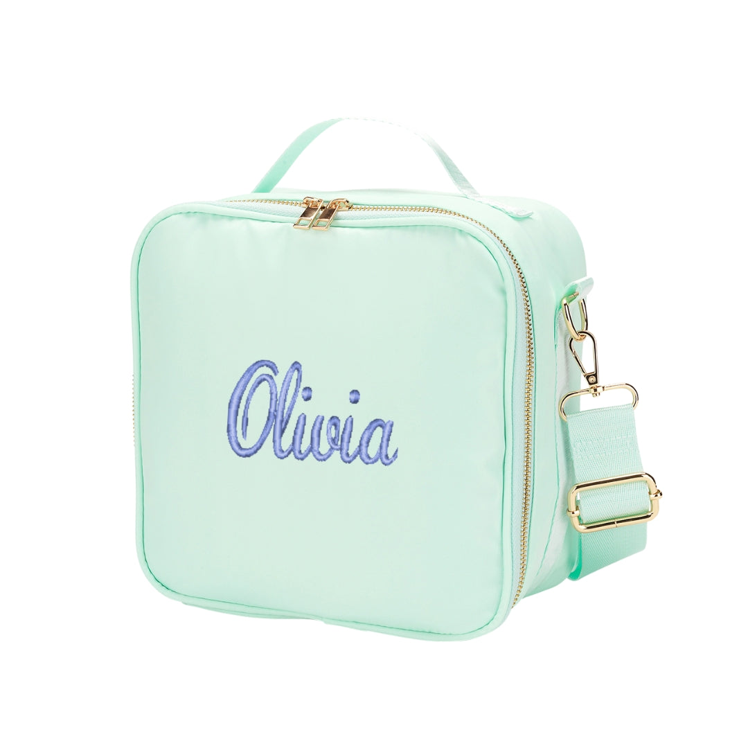 Personalized Mint Avery Lunch Box with Shoulder Strap