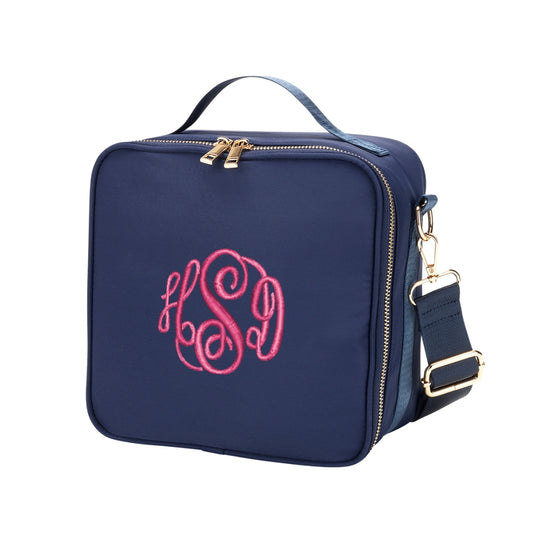 Personalized Navy Lunch Box with Shoulder Strap