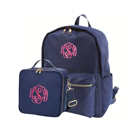 Personalized Matching Navy Blue Backpack & Lunch Bag for Kids