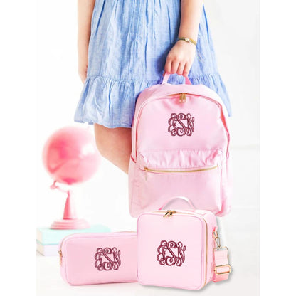 Personalized Matching Pink Backpack Lunch Bag & Pencil Case for Kids