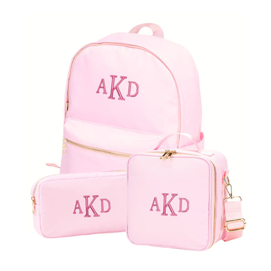 Personalized Matching Pink Backpack Lunch Bag & Pencil Case for Kids