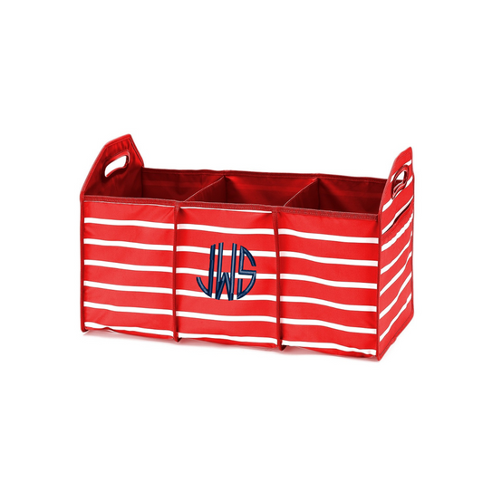 Personalized Red Stripe Trunk Organizer