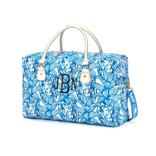 Personalized Pineapple Blue Weekender Travel Duffle Bag