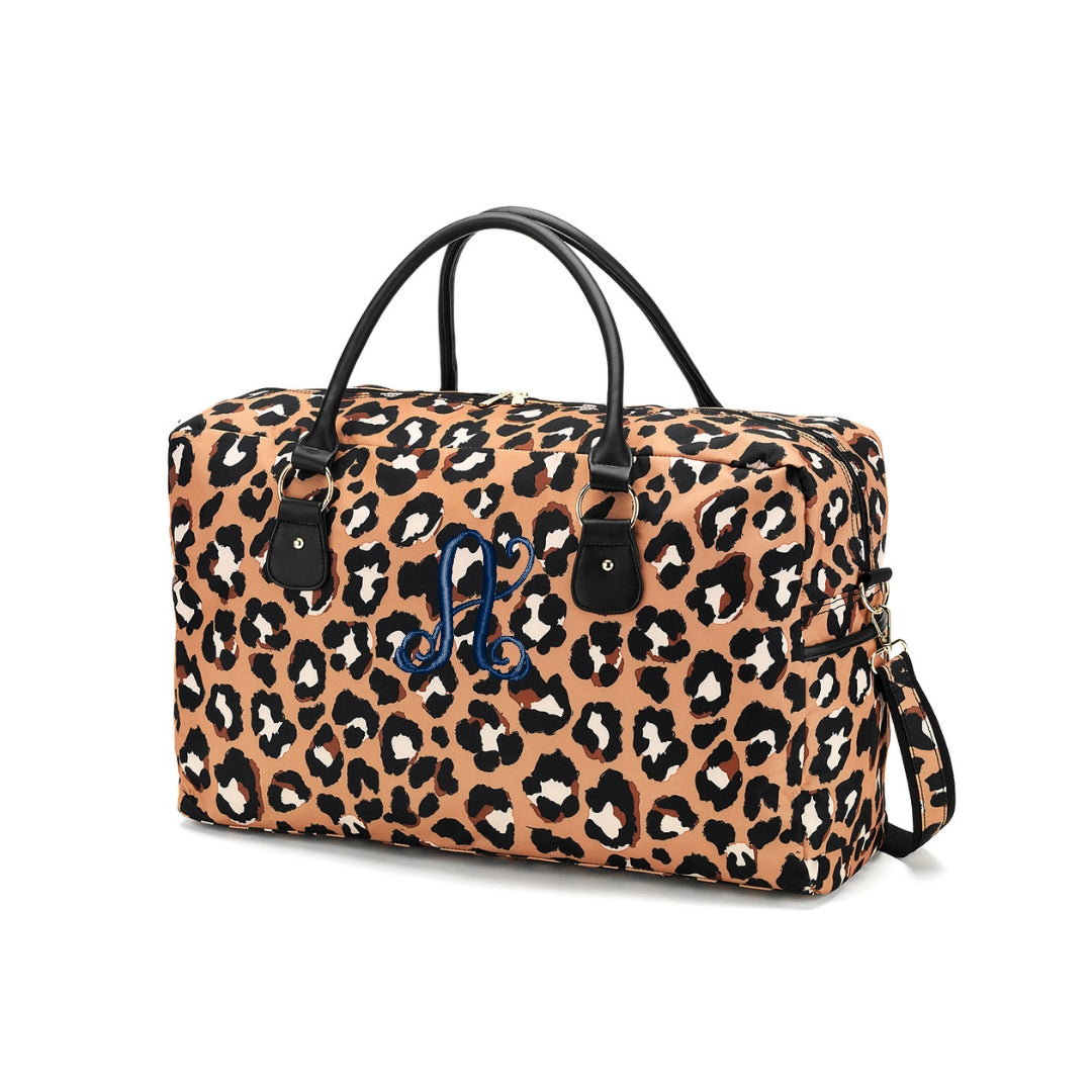 Personalized Mega Leopard Weekender Travel Duffle Bag