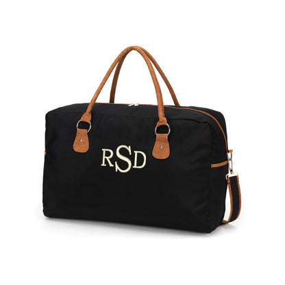 Personalized Black Nylon Weekender Travel Duffle Bag