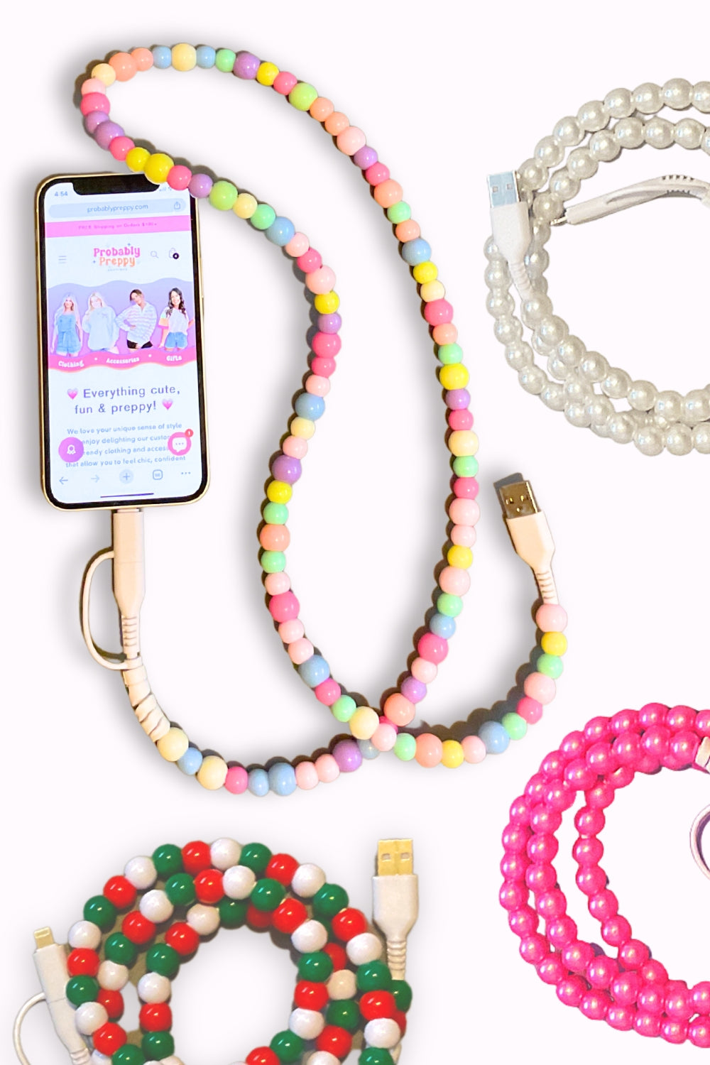 Cute Beaded 2 in 1 Phone Charger Cables