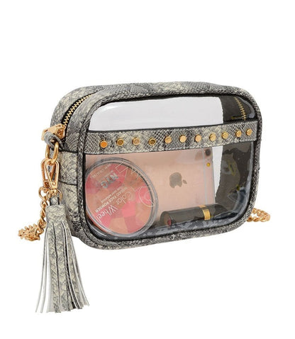 Clear Crossbody With Tassel With Chain Strap