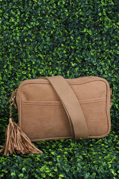 Vegan Suede Camera Crossbody Bag