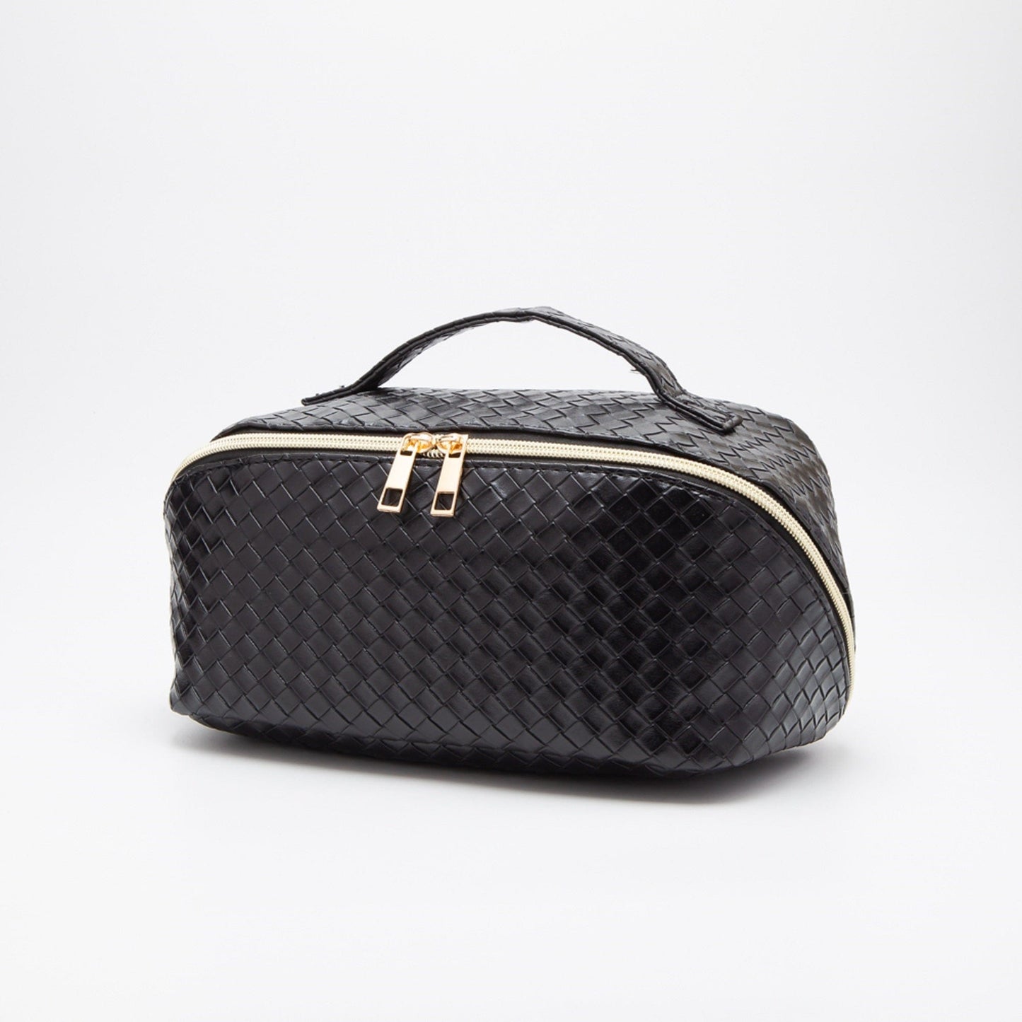 Trixie Woven Leather Makeup/Toiletry Bag