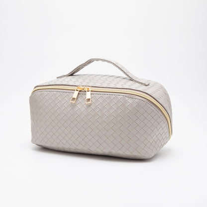 Trixie Woven Leather Makeup/Toiletry Bag