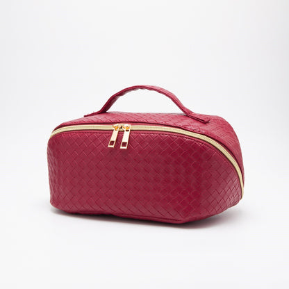 Trixie Woven Leather Makeup/Toiletry Bag