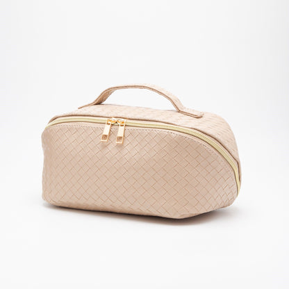 Trixie Woven Leather Makeup/Toiletry Bag