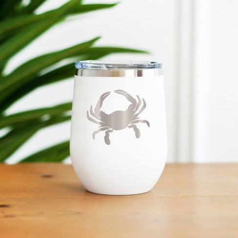 Crab White 12oz Insulated Wine Tumbler