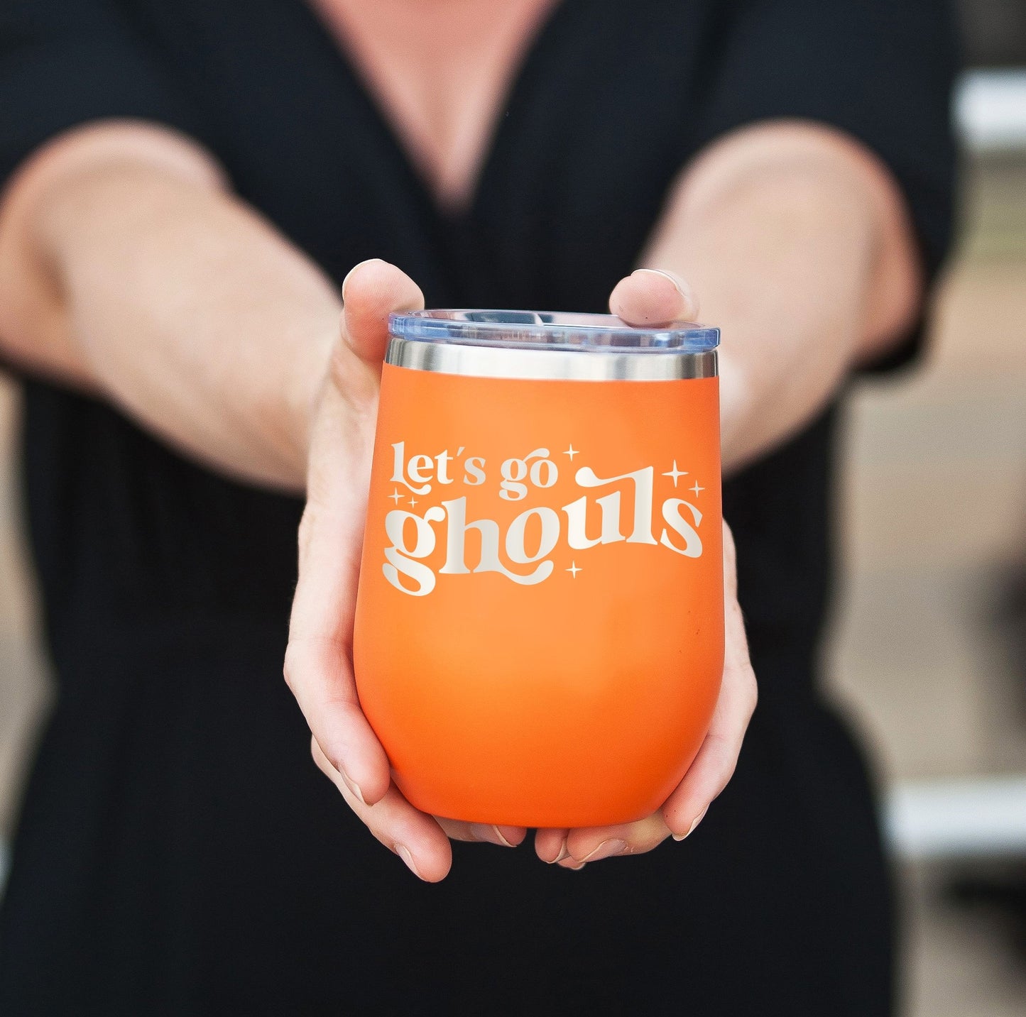 LetS Go Ghouls Orange 12oz Wine Tumbler