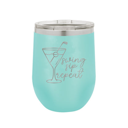 Swing, Sip, Repeat Teal 12oz Insulated Tumbler