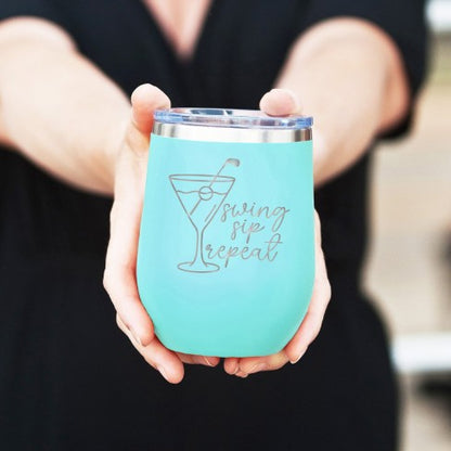 Swing, Sip, Repeat Teal 12oz Insulated Tumbler