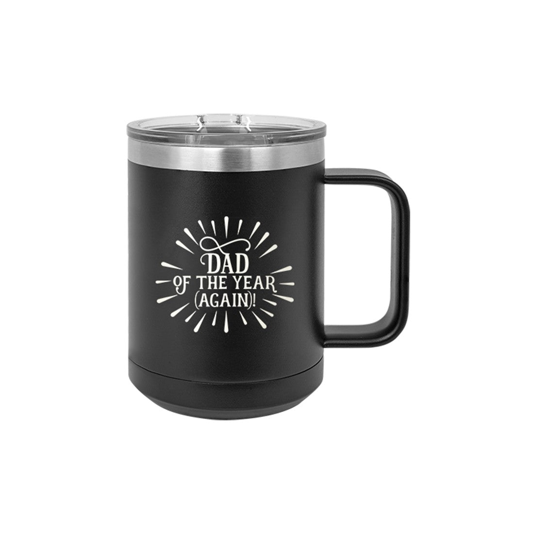 Dad Of The Year Black 15oz Insulated Coffee Mug