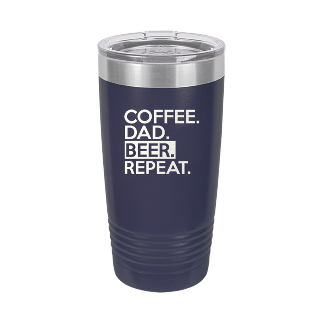 Coffee. Dad. Beer. Repeat. Navy 20oz Insulated Tumbler