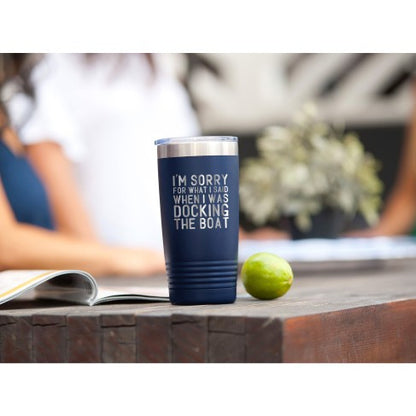 Docking The Boat Navy 20oz Insulated Tumbler