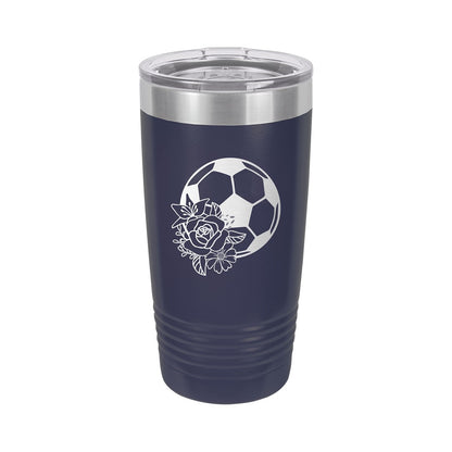 Floral Soccer Navy 20oz Insulated Tumbler