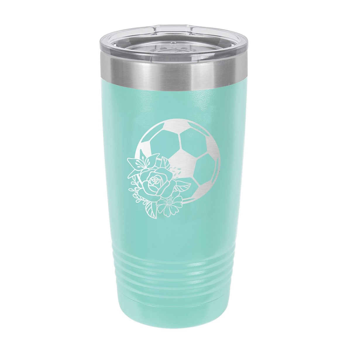 Floral Soccer Teal 20oz Tumbler