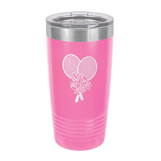 Floral Tennis Racket Pink 20oz Tumbler