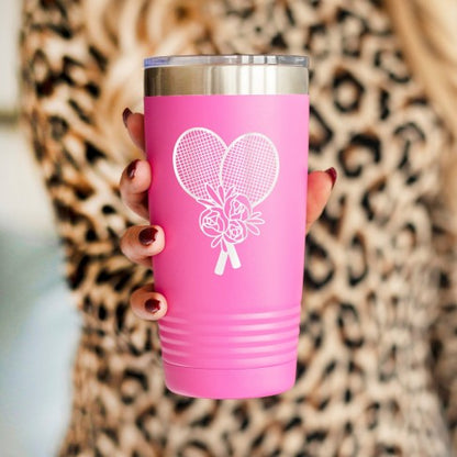 Floral Tennis Racket Pink 20oz Tumbler