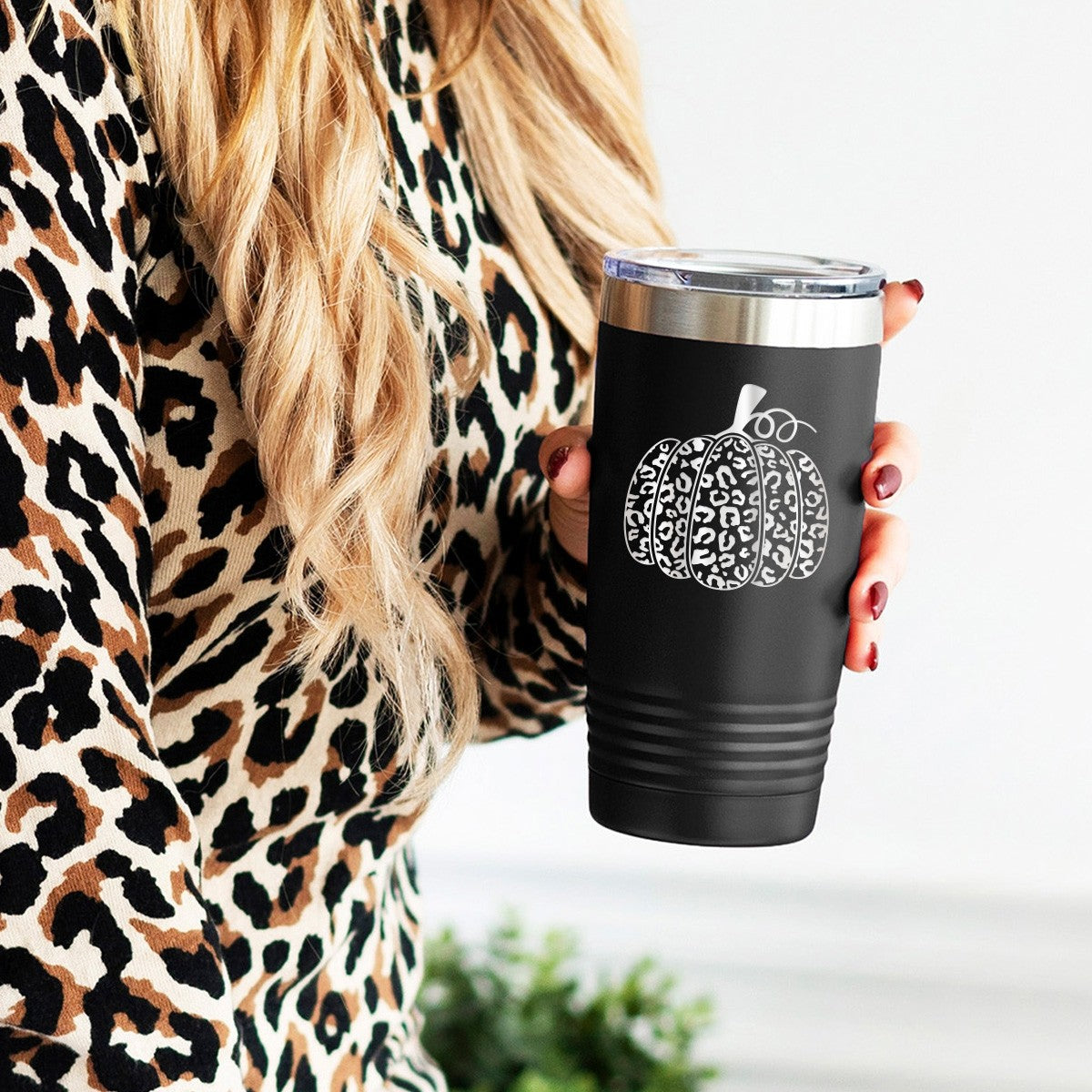 Leopard Pumpkin Black 20oz. Insulated Tumbler