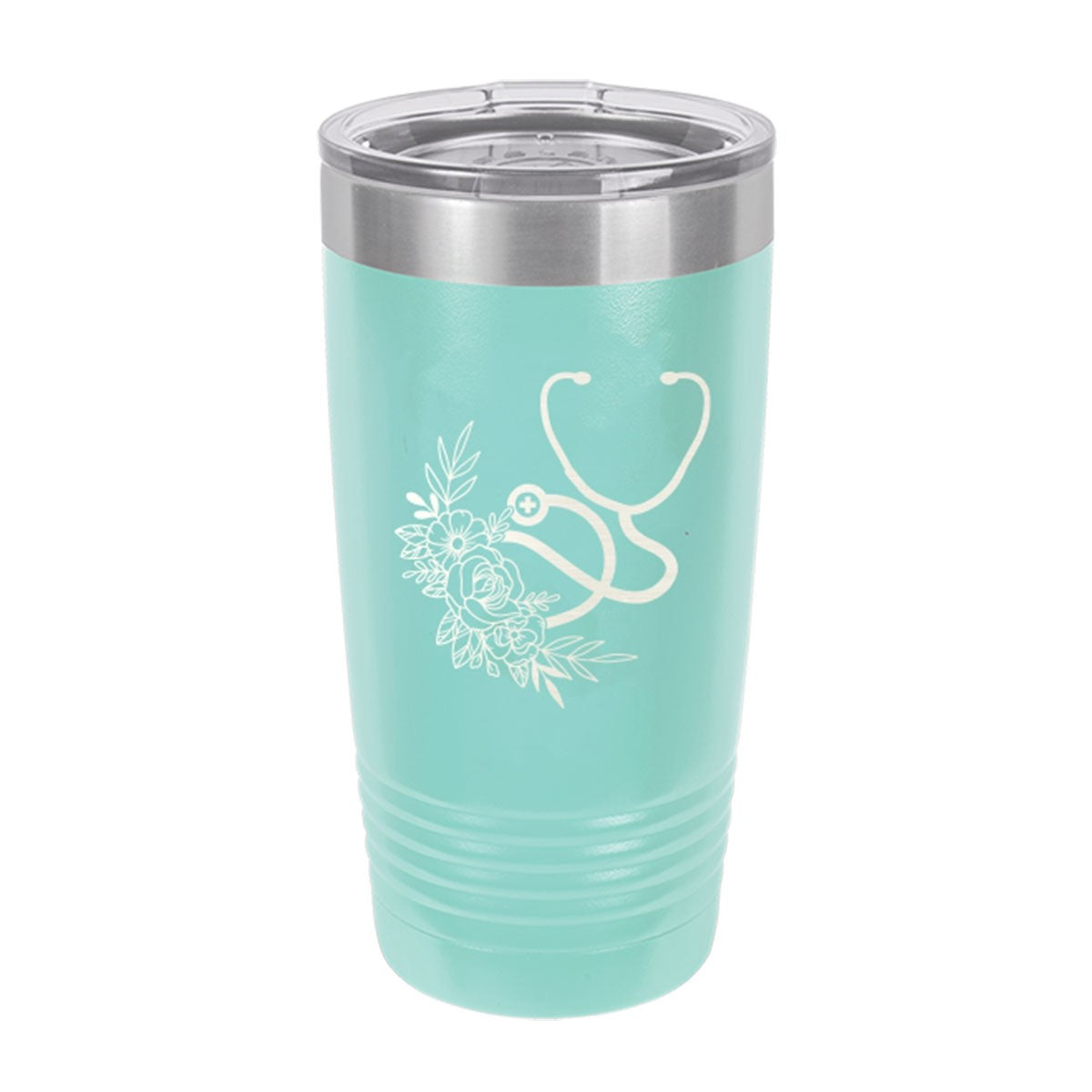 Floral Stethoscope Teal 20oz Insulated Tumbler