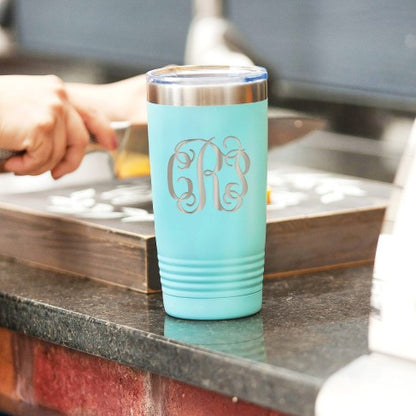 Vine Monogram Teal 20oz Insulated Tumbler