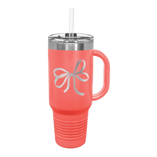 Darling Bow Coral Travel Mug