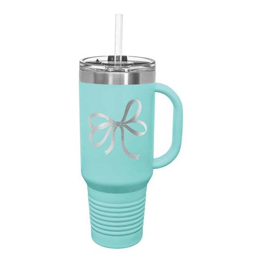 Darling Bow Teal Travel Mug