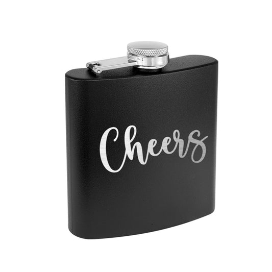 Cheers Black 6oz Flask