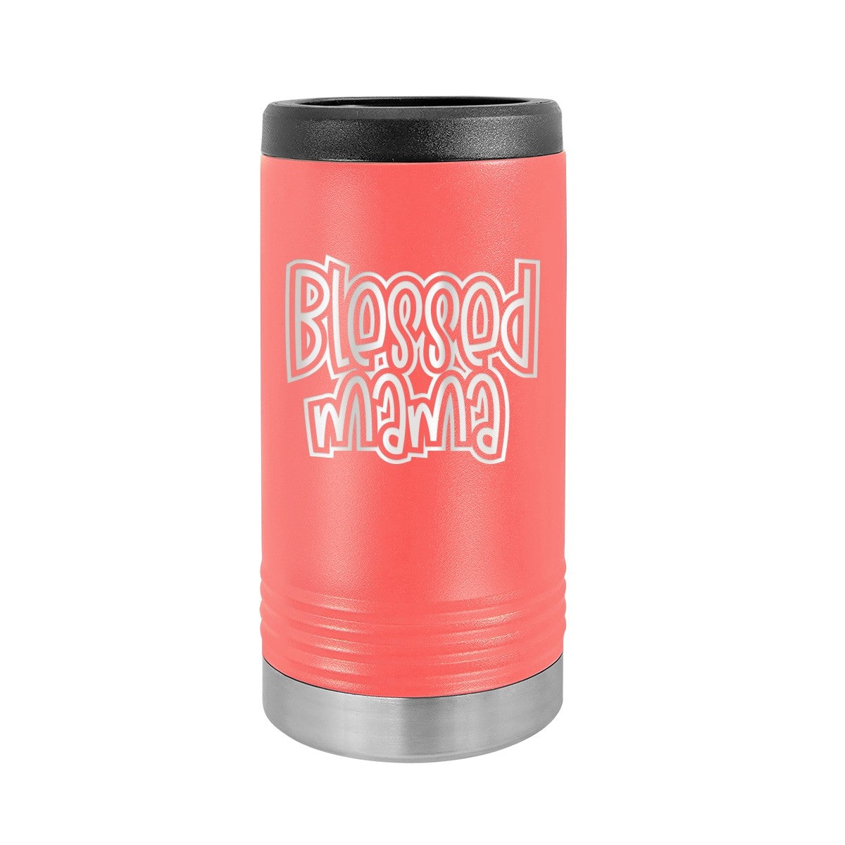 Blessed Mama Coral Slim Can Beverage Holder